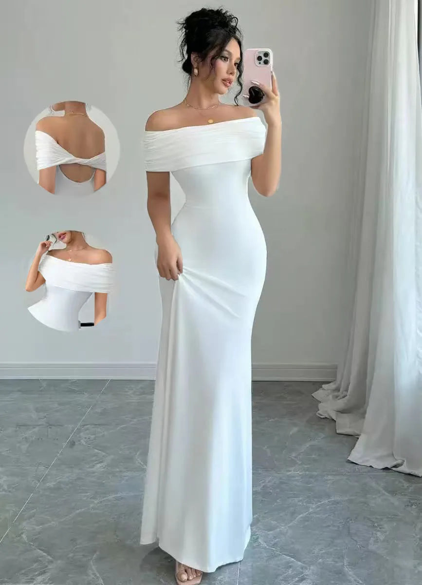 Off-Shoulder Bandage Bodycon Midi Dress – Sleeveless Cocktail Dress