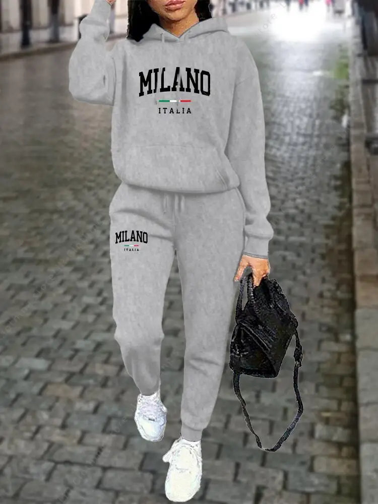MILANO Women's Premium Hoodie & Sweatpant Tracksuit — 2-Piece Autumn Winter Outfit