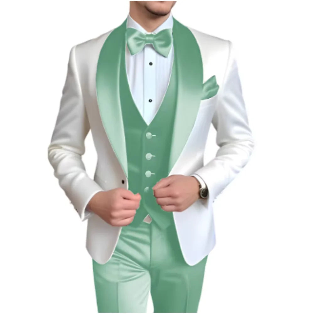 3-Piece Tuxedo with Scarf Lapel Smoking Suit LADYLYS