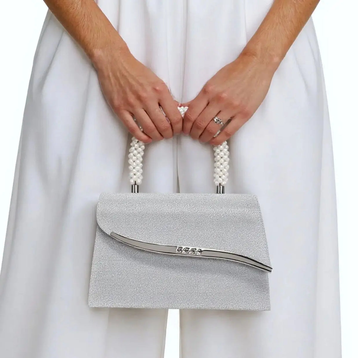 Women's Sequin Pearl Bucket Evening Bag