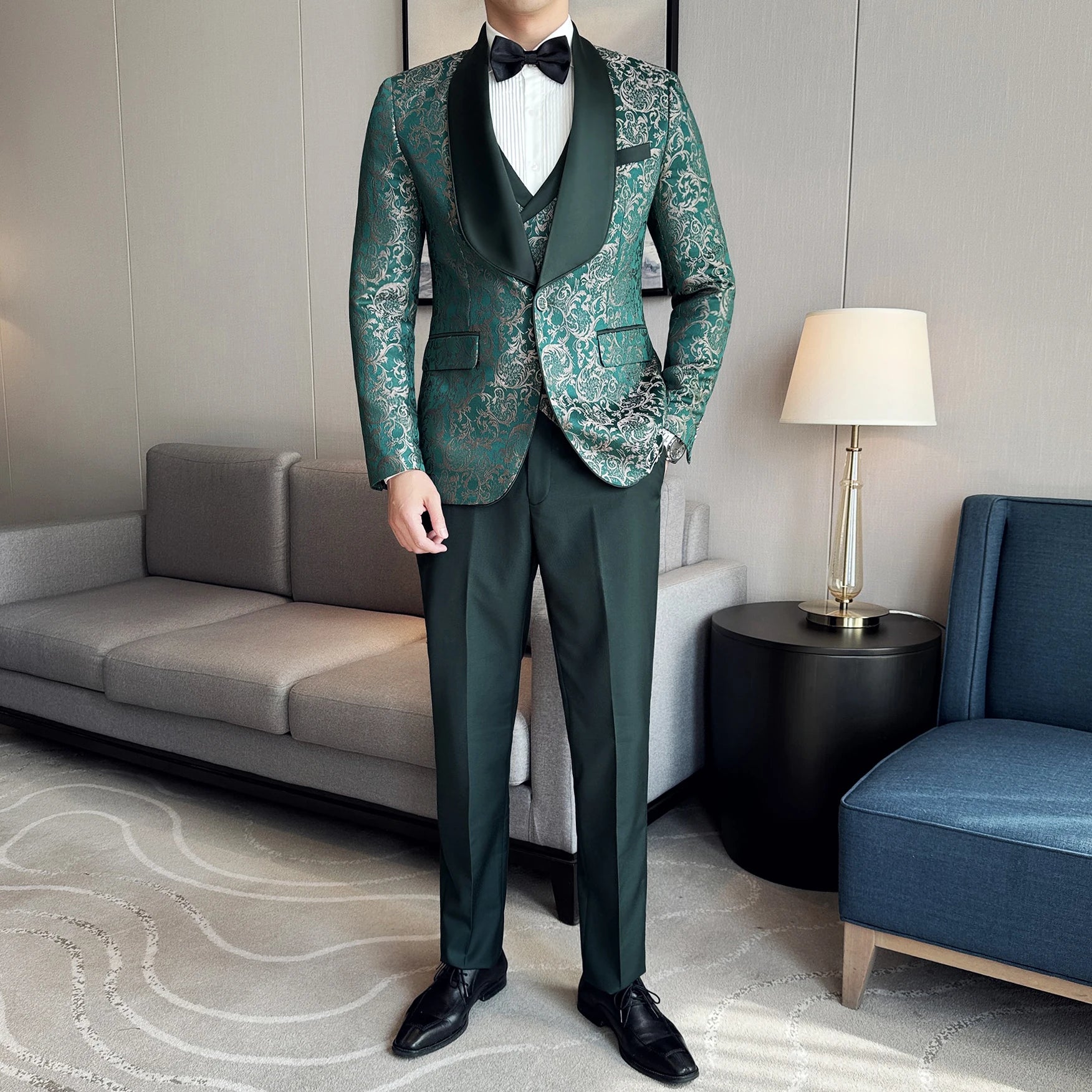 Men's British Style Business Casual Three-Piece Vest Trousers High-Density Jacquard suit LADYLYS