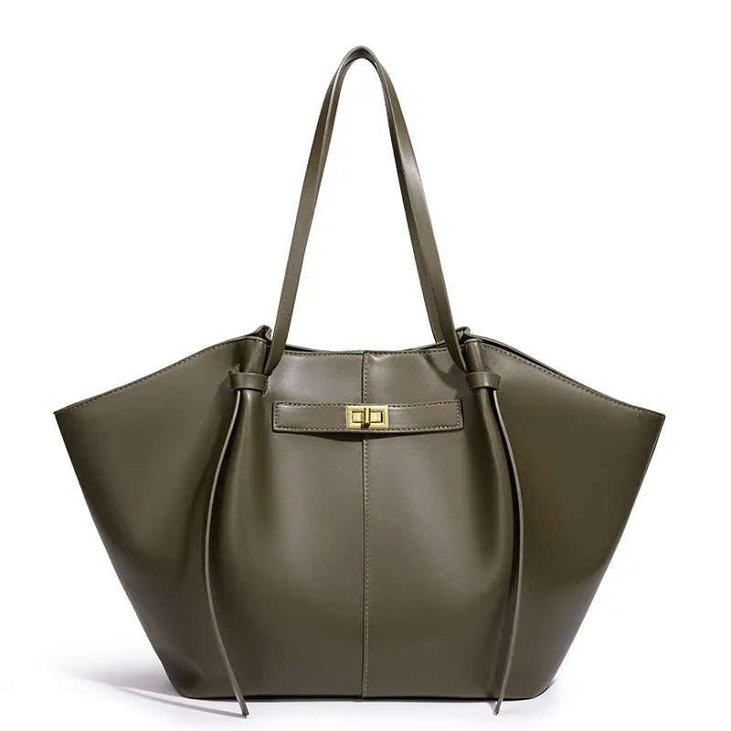 Women's Large Soft Tote Bag with Lock Detail