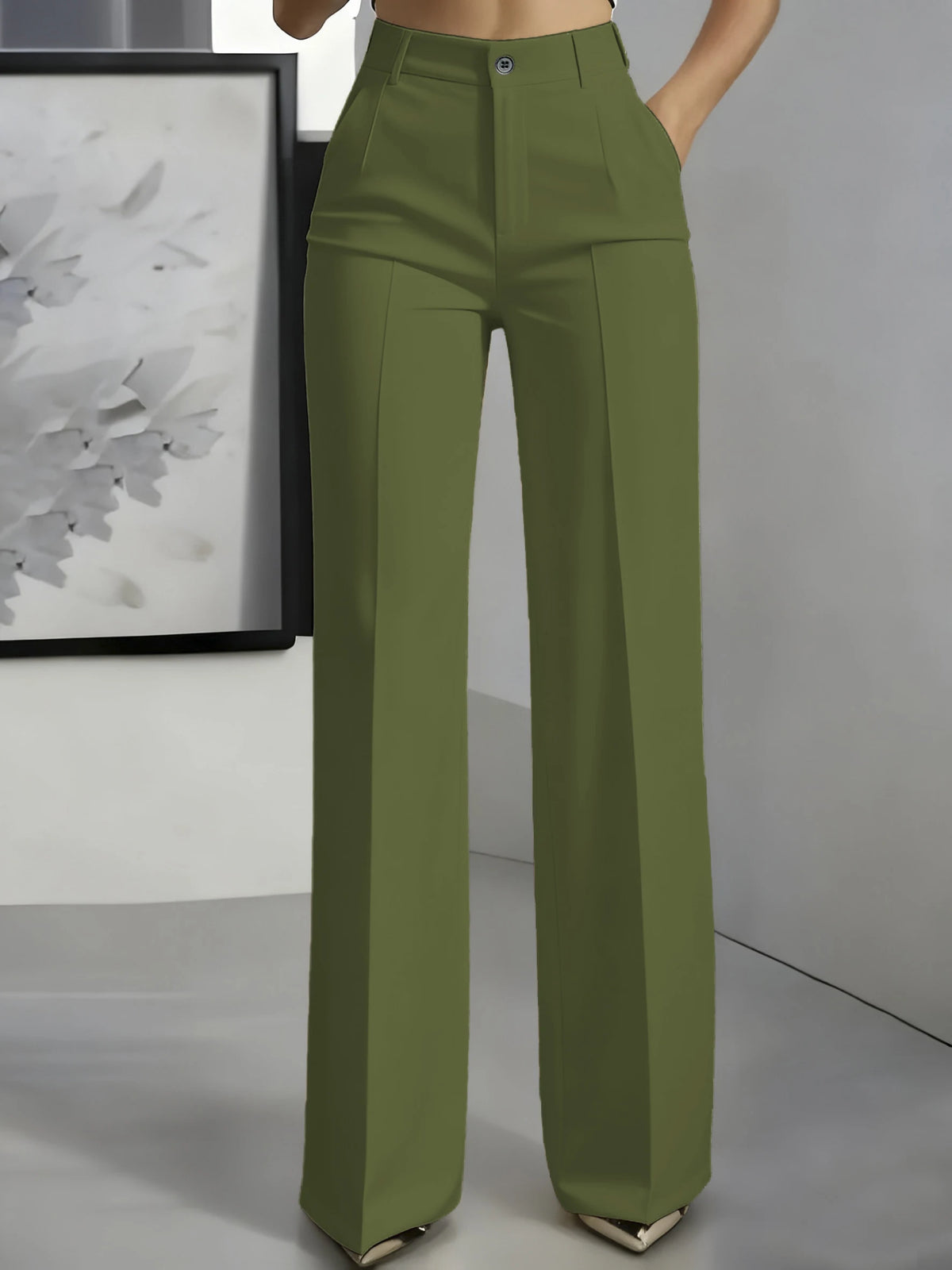 Women's High-Waisted Draped Straight-Cut Suit Trousers | Office & Workwear Fashion