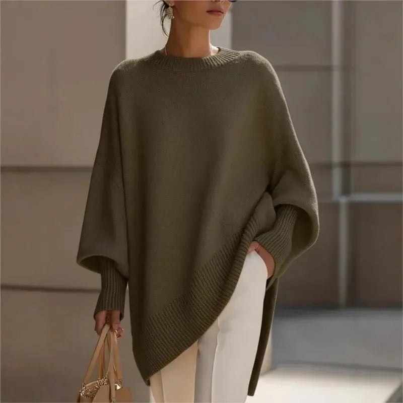 Women's Relaxed-Fit Crew Neck Knitted Sweater