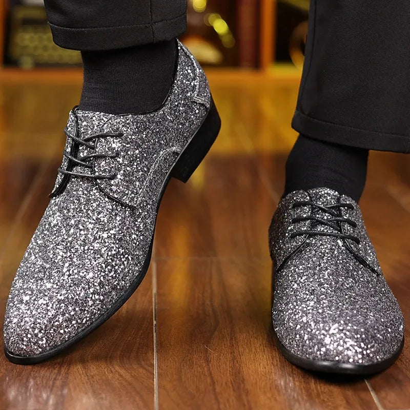 Men's Sequin Lace-Up Oxford Dress Shoes