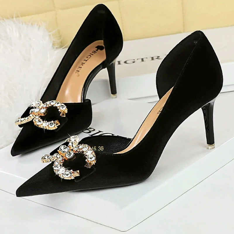 Luxury high heels Women 7 cm 10.5 cm stilettos Metal Rhinestone LADYLYS