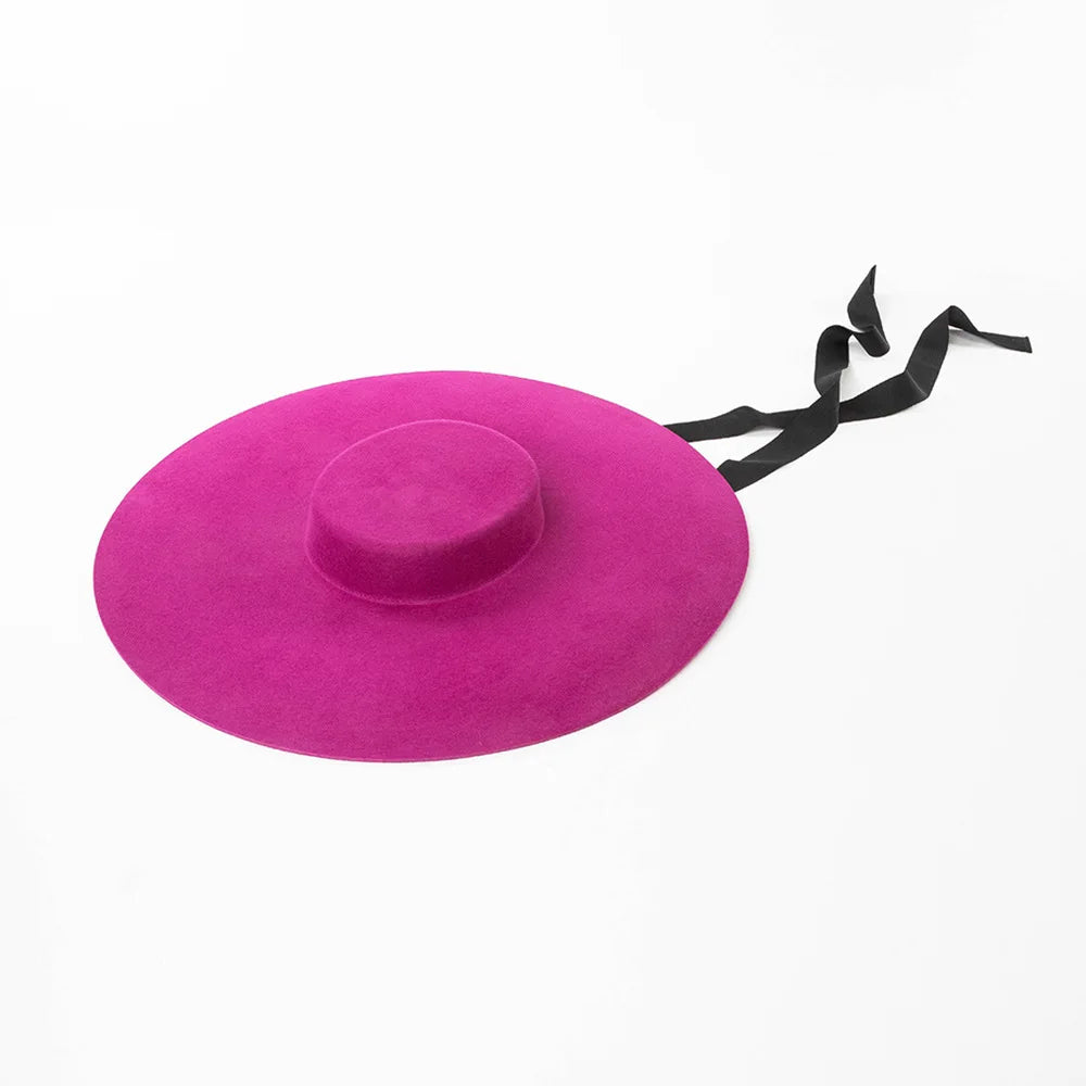 Unisex Wide-Brim Wool Fedora Hat