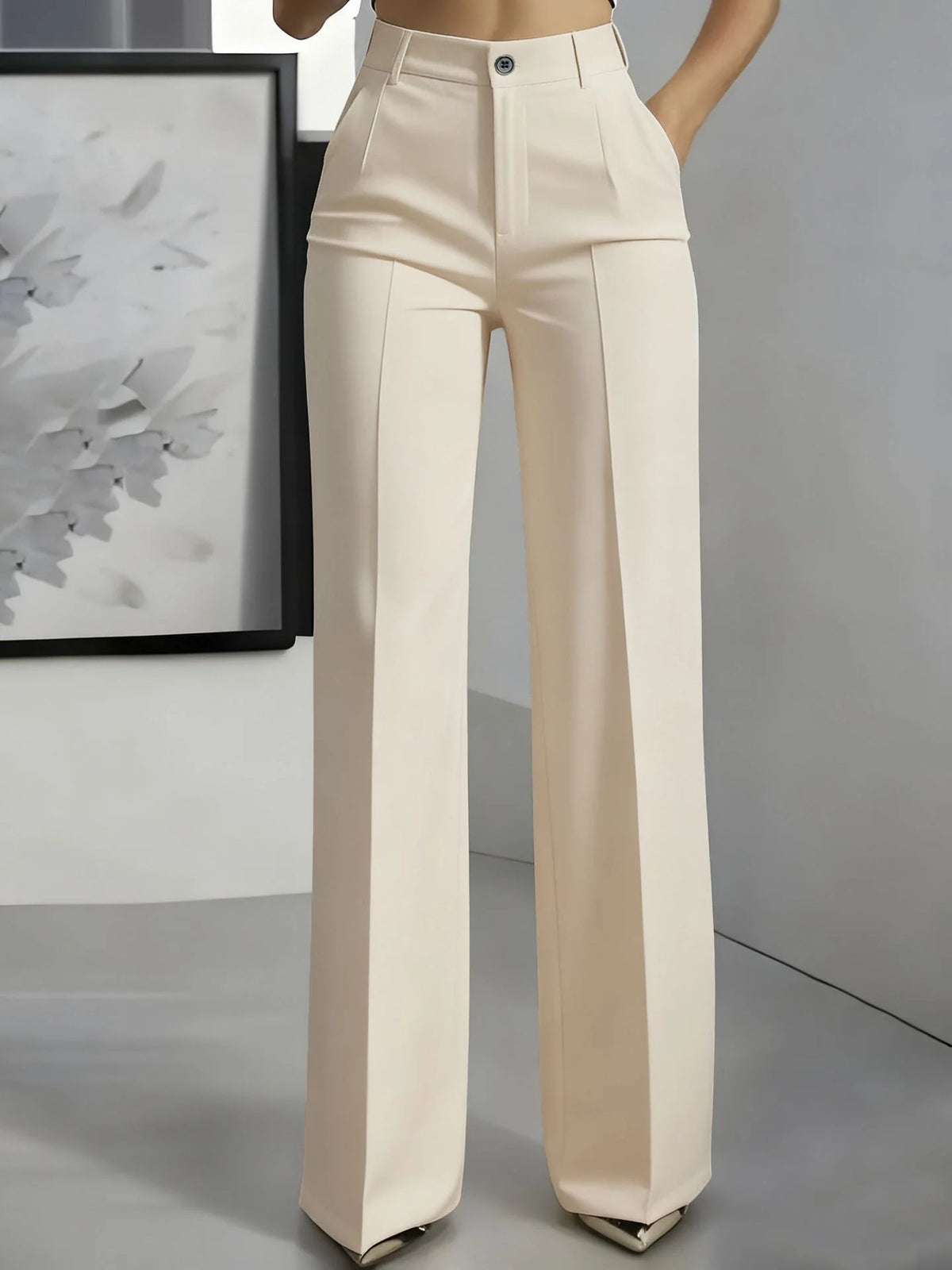 Women's High-Waisted Draped Straight-Cut Suit Trousers | Office & Workwear Fashion
