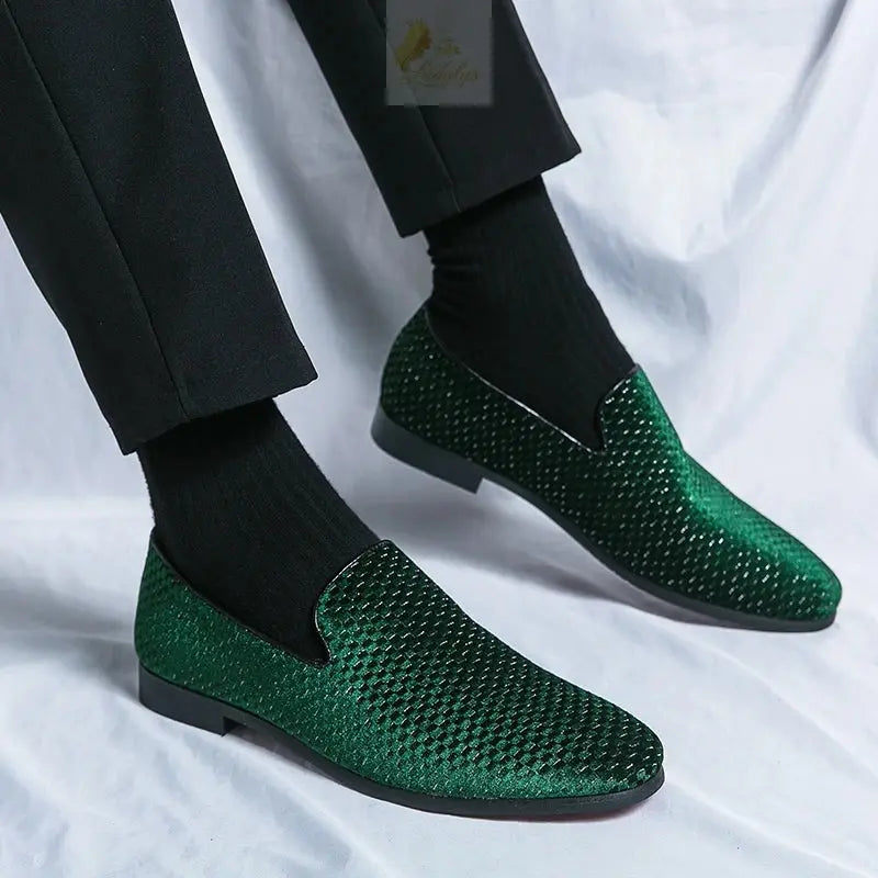 Velvet Men Loafers Luxury Brand Shoes Slip on Pointed Toe LADYLYS