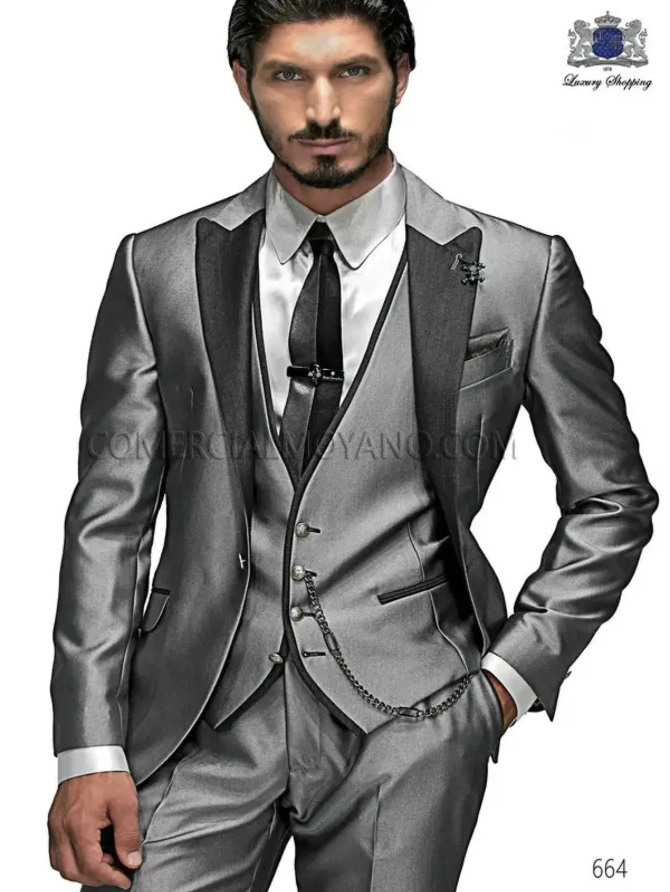 Men's 3-Piece Tuxedo Suit – Peak Lapel, 1-Button | Wedding & Formal