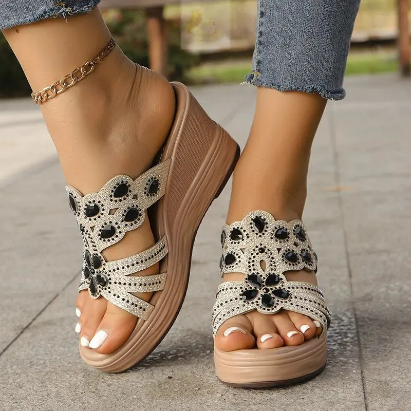Thick Heel Sandals Women's New Hollow Open Toe Flat Roman Shoes LADYLYS