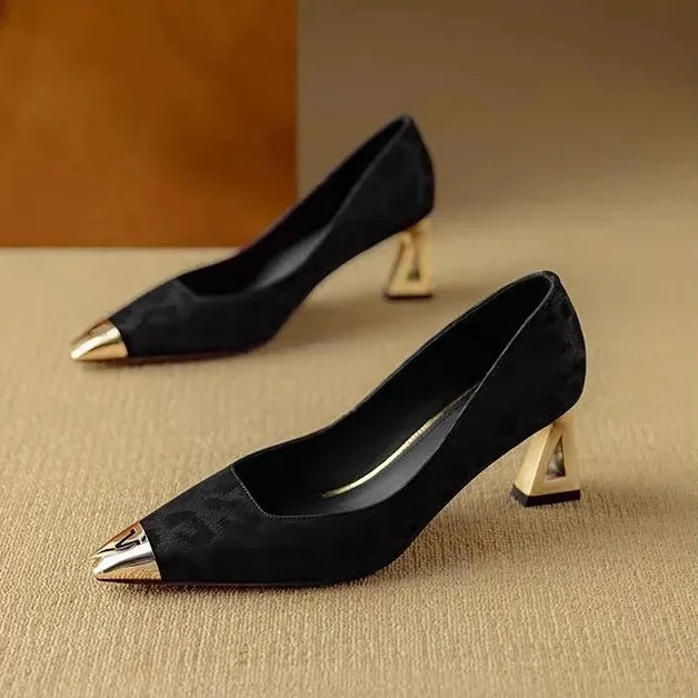 Elegant French Style High Heels – Leopard Print, Low Cut, Evening Shoes