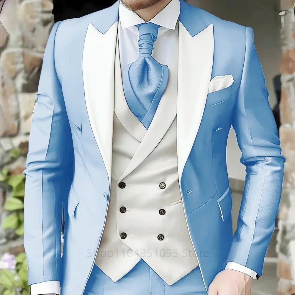 Elegant Peak Lapel Tuxedo 3-Piece Suit with Blazer Vest And Pants LADYLYS