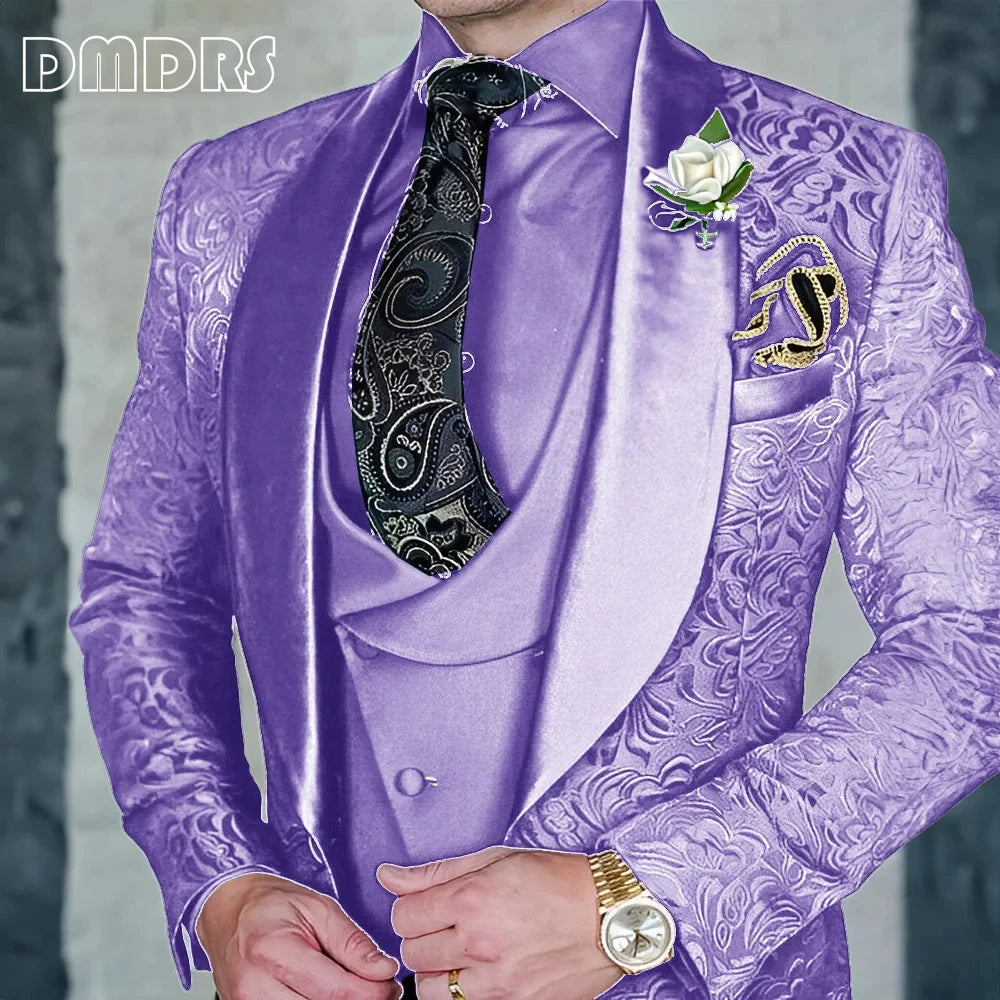 Elegant, high-quality 3-piece Jacquard suit set for men LADYLYS