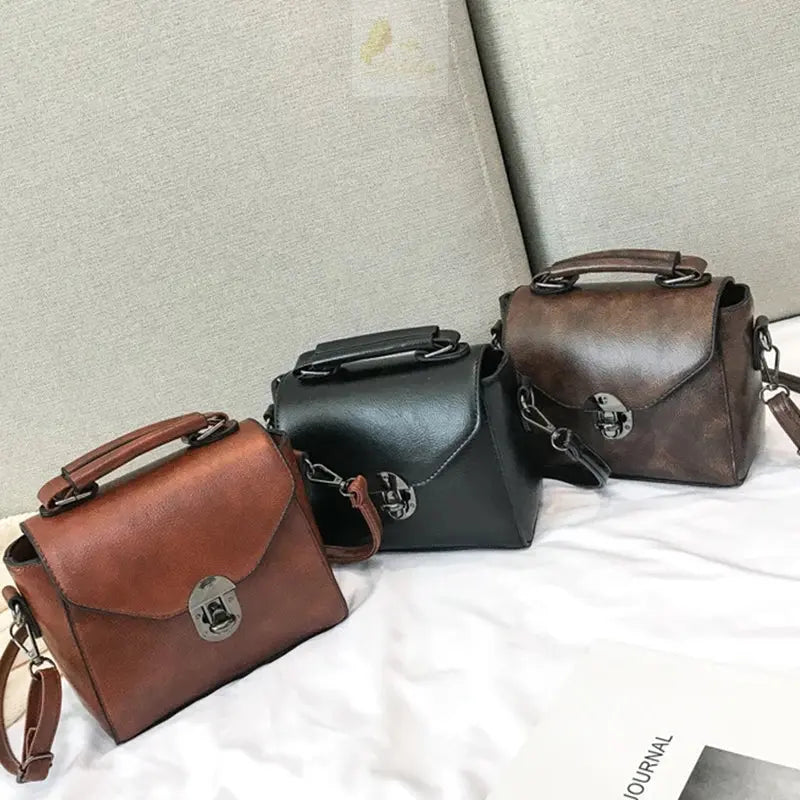 Vintage PU Leather Small Top-handle Ladies Luxury Messenger Bags LADYLYS