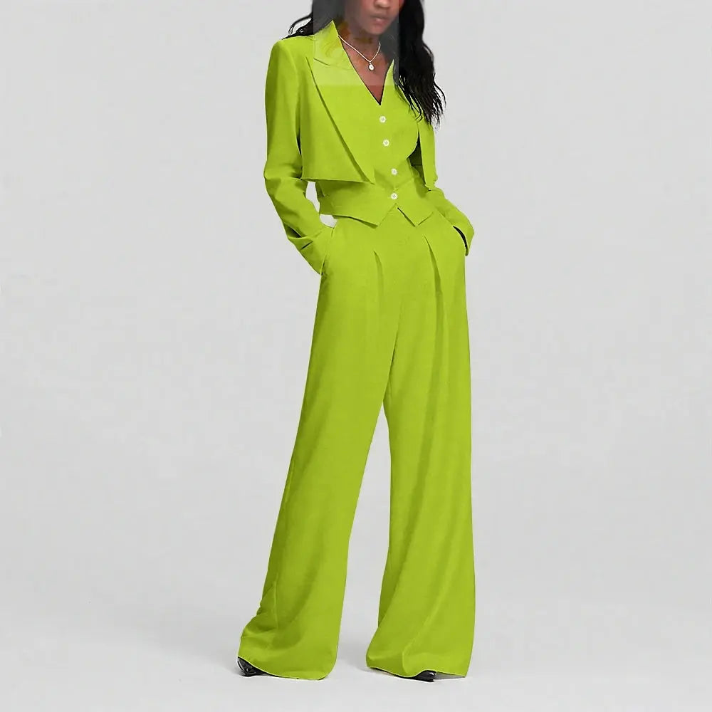 Elegant Single Button Women Pants Set New Female Three Pieces(Blazer+Trousers+Vest) LADYLYS