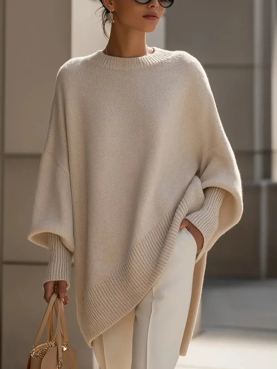 Women's Relaxed-Fit Crew Neck Knitted Sweater