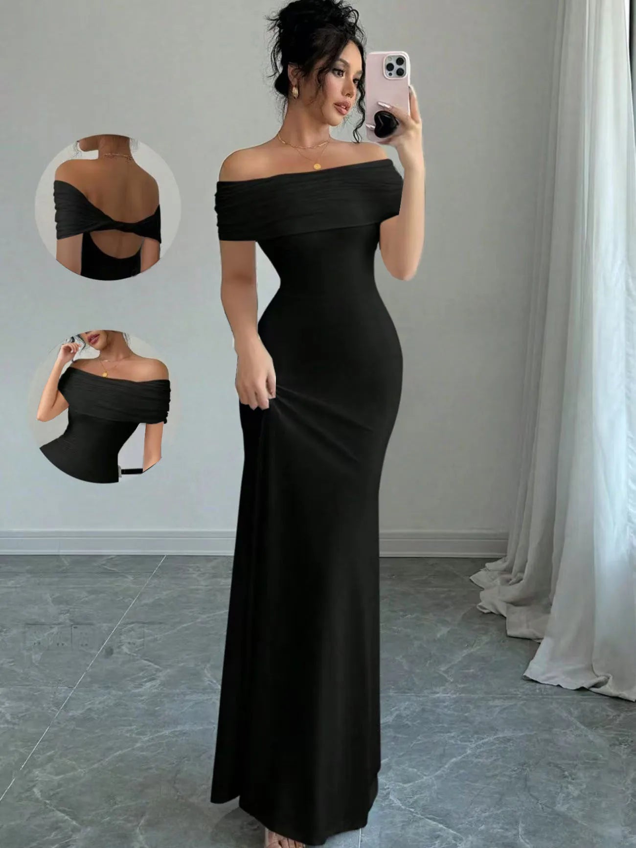 Off-Shoulder Bandage Bodycon Midi Dress – Sleeveless Cocktail Dress