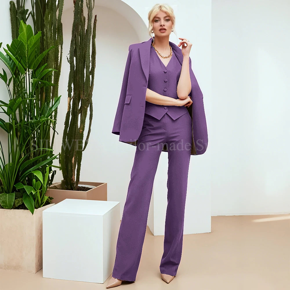 Chic Green 3-Piece Women's Suit – Slim Fit Blazer, Pants & Vest | Formal Office Set