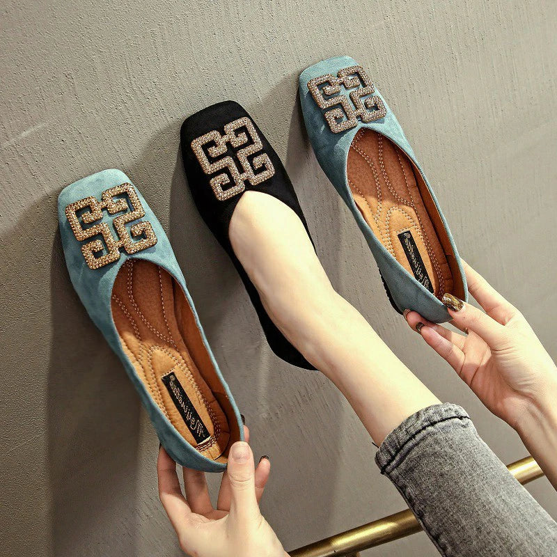 Women's Flat Loafers – Square Toe Slip-On Shoes | Spring & Autumn Collection