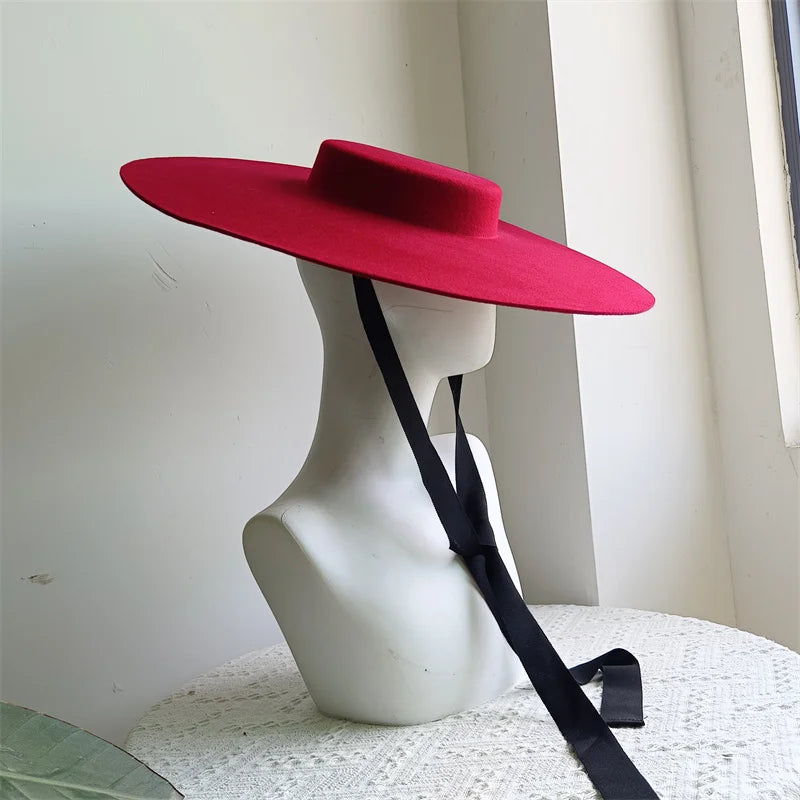 Unisex Wide-Brim Wool Fedora Hat