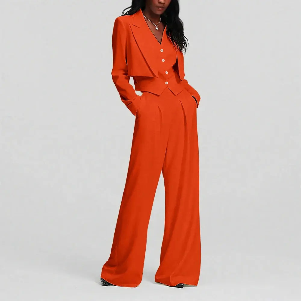 Elegant Single Button Women Pants Set New Female Three Pieces(Blazer+Trousers+Vest) LADYLYS