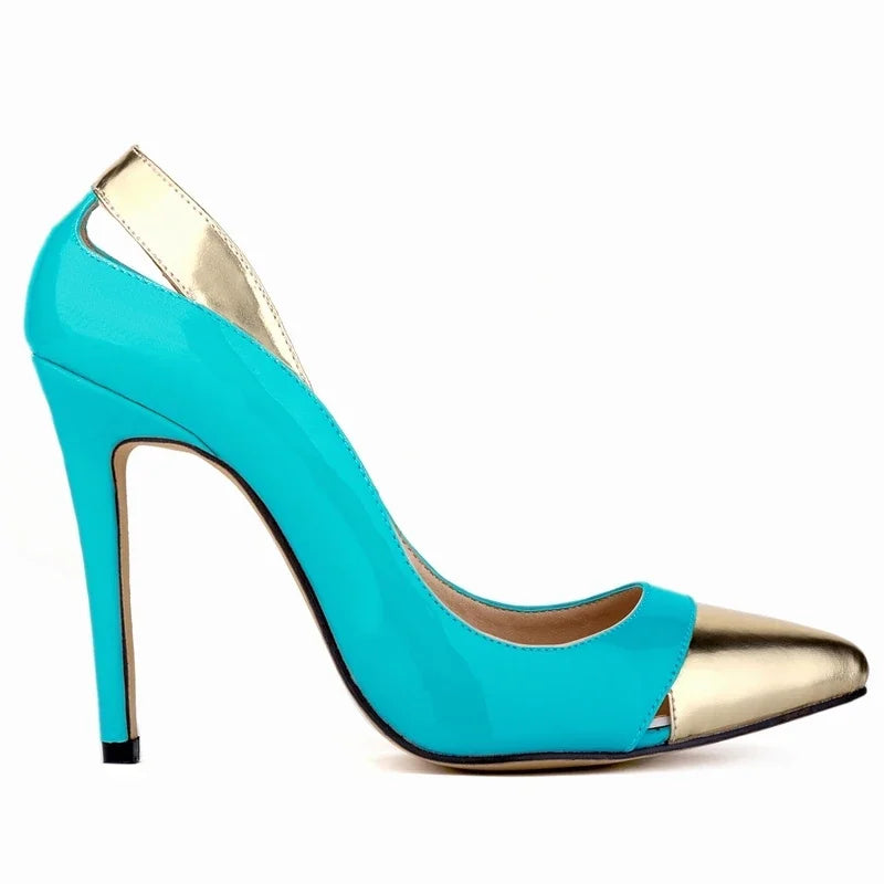 Women's Stiletto Pumps – 11cm Patent Leather, Mix Color, Pointed Toe