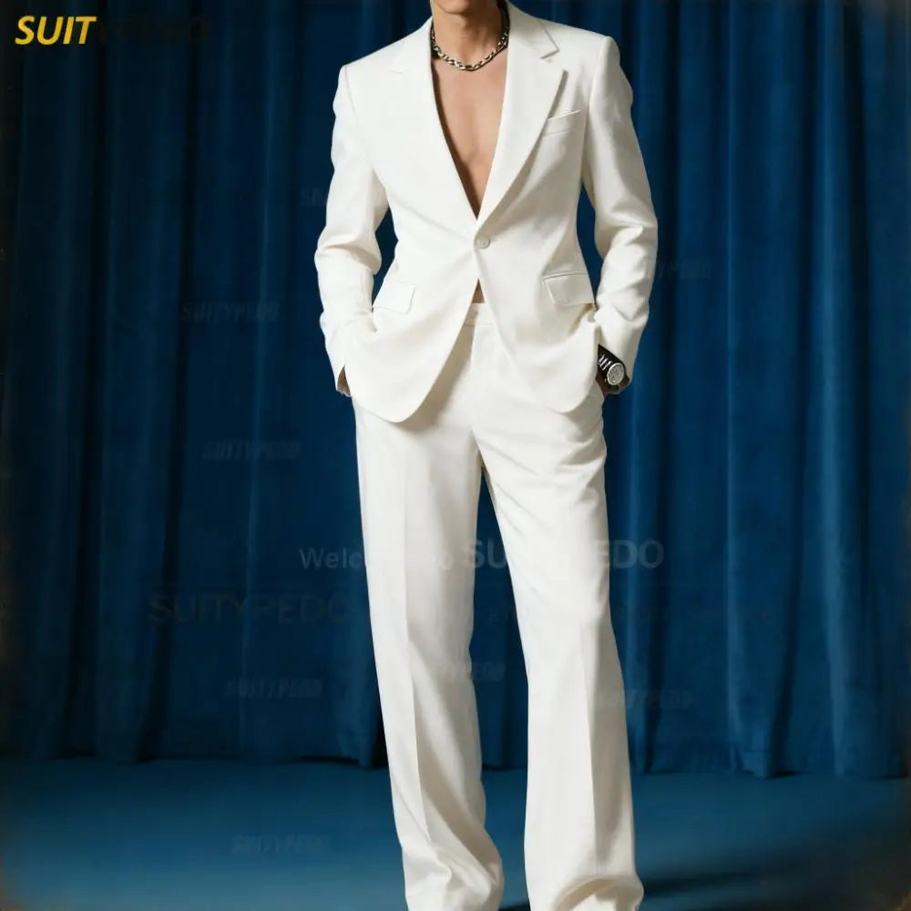 Men’s Velvet Two-Piece Tuxedo Suit for Weddings and Parties