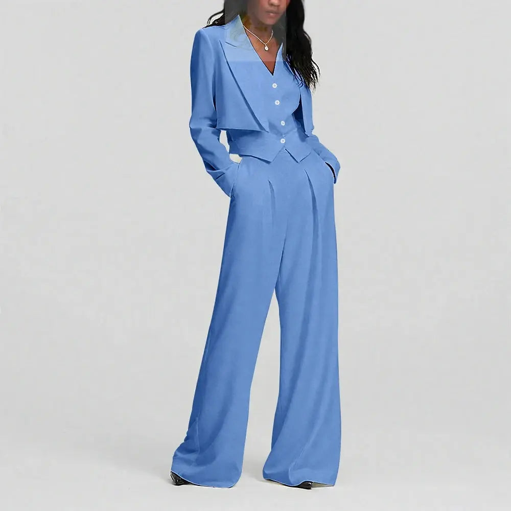Elegant Single Button Women Pants Set New Female Three Pieces(Blazer+Trousers+Vest) LADYLYS