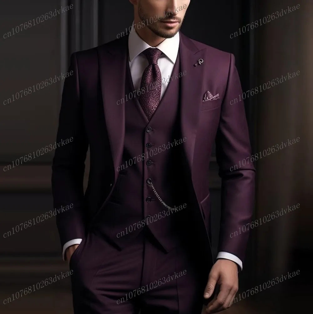 Business Male Tuxedos 3 Piece Set Jacket Vest Pants LADYLYS