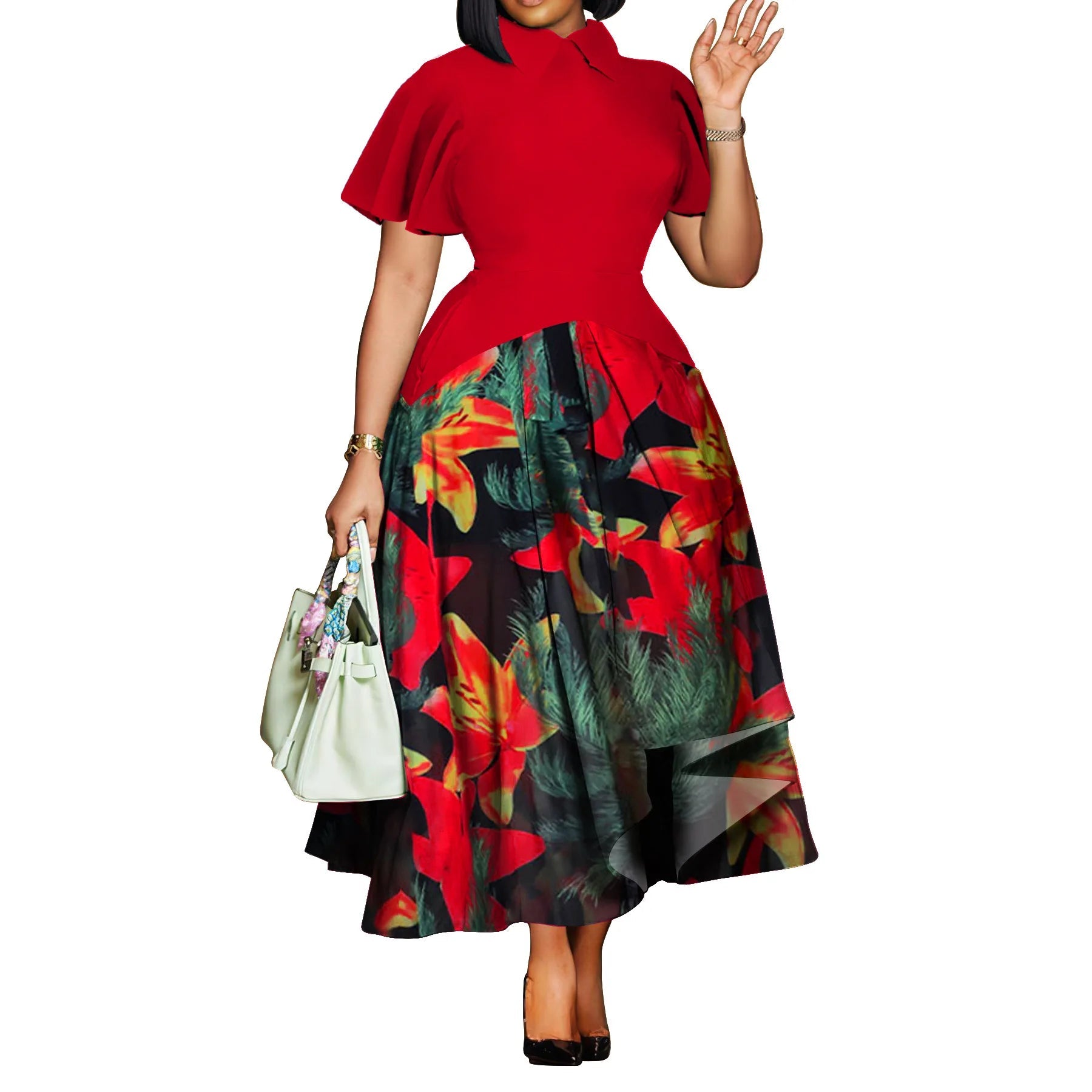 Summer Short Sleeve Street Style Casual 3XL 4XL Big Size Maxi Dress Oversized LADYLYS