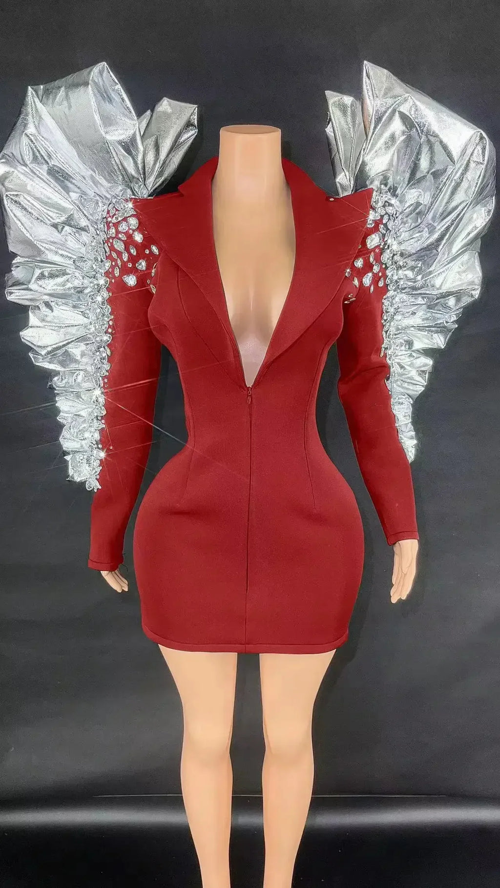 Women's Rhinestone Fringe Blazer-Style Mini Dress