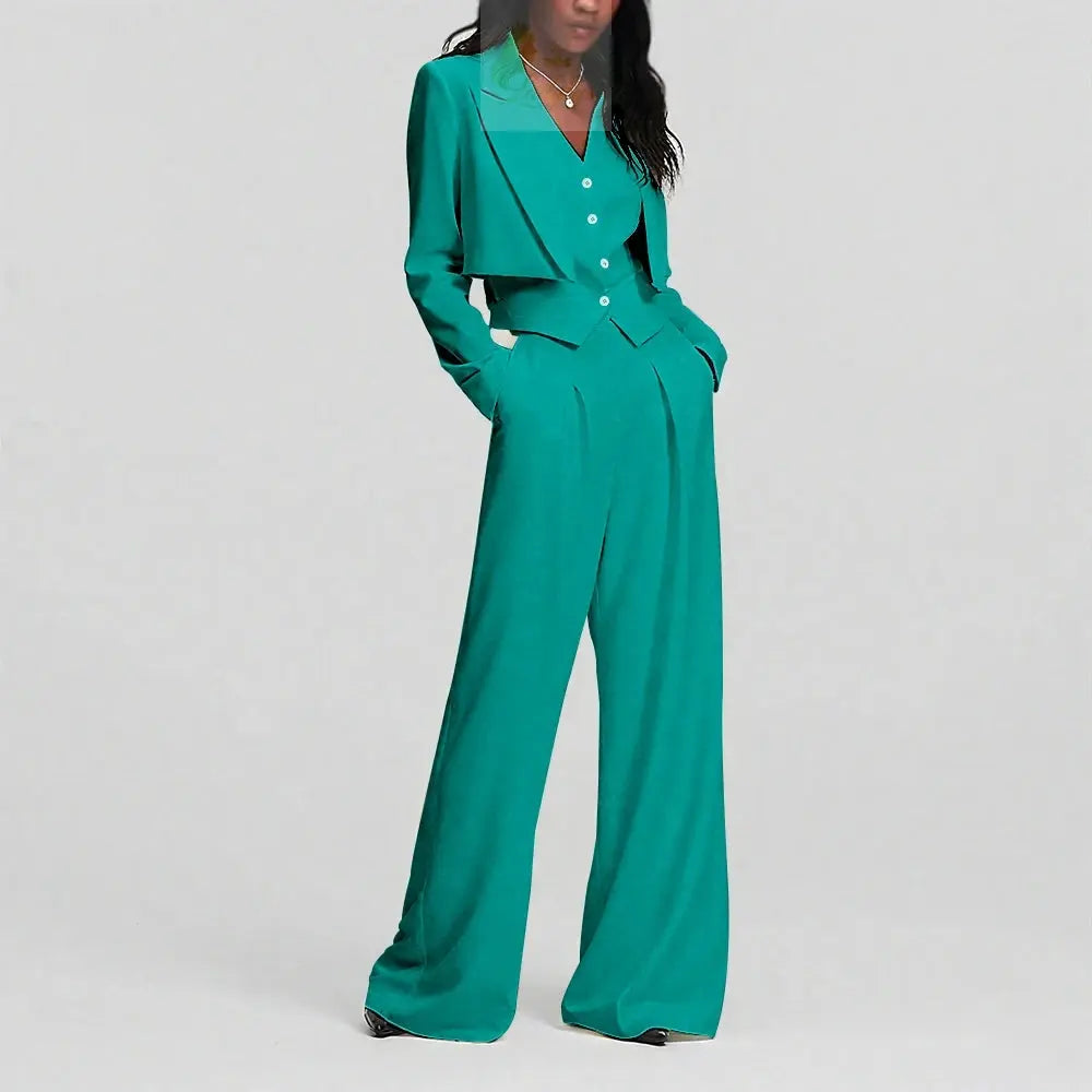 Elegant Single Button Women Pants Set New Female Three Pieces(Blazer+Trousers+Vest) LADYLYS
