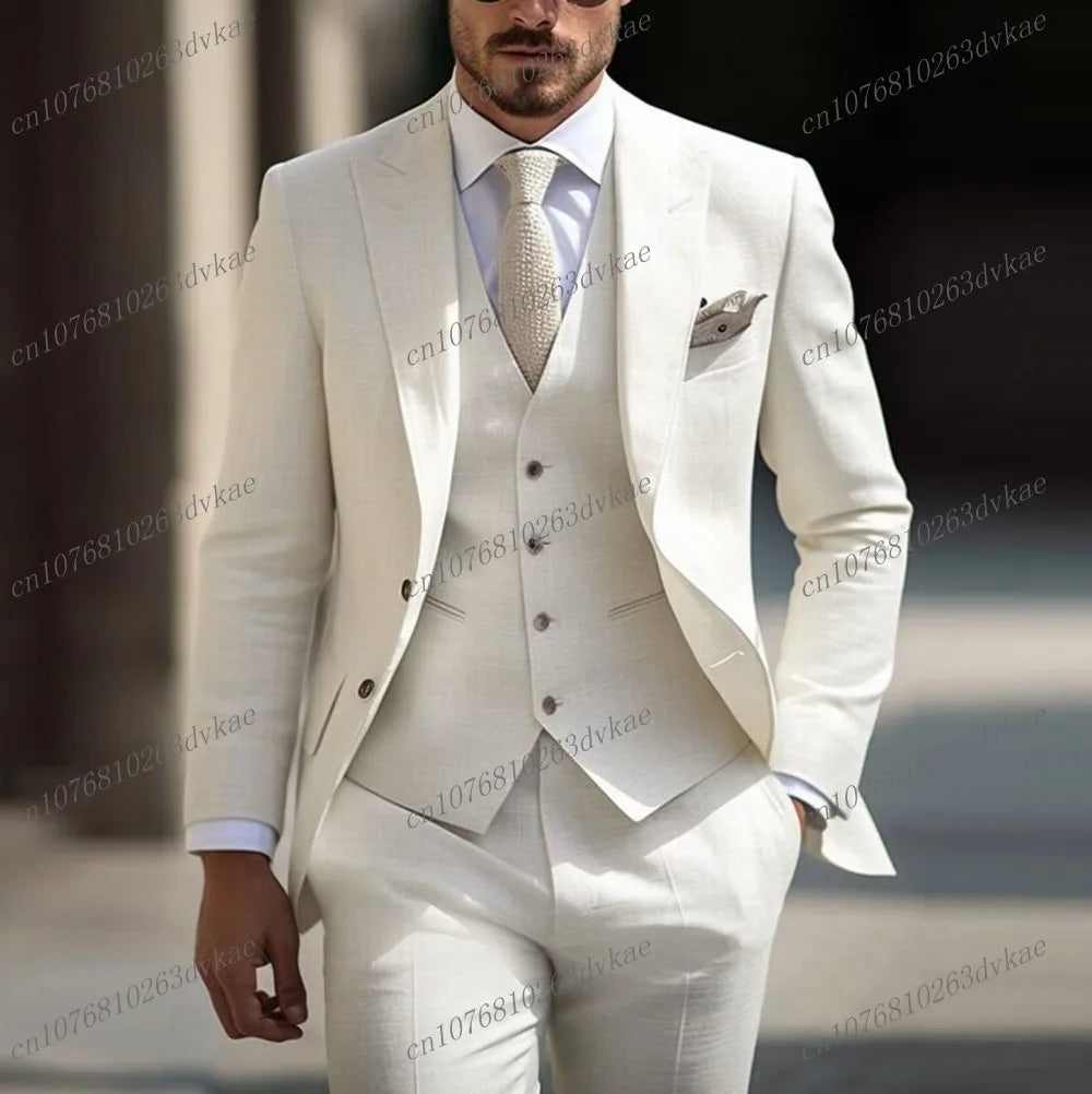 Business Male Tuxedos 3 Piece Set Jacket Vest Pants LADYLYS