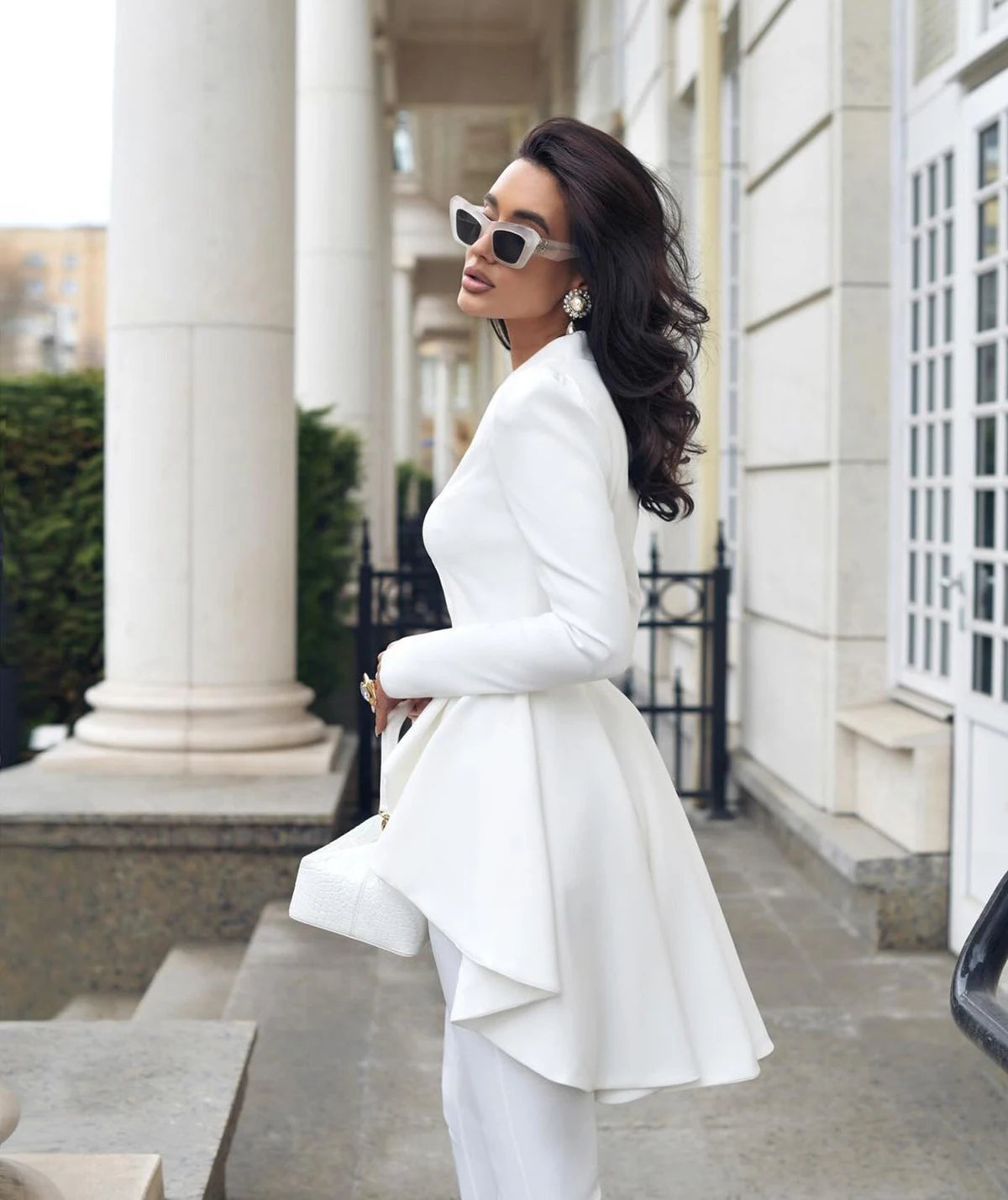 Cotton 2-Piece Women's Suit – Ruffle Hem Blazer & Pants | Formal Office, Prom & Wedding