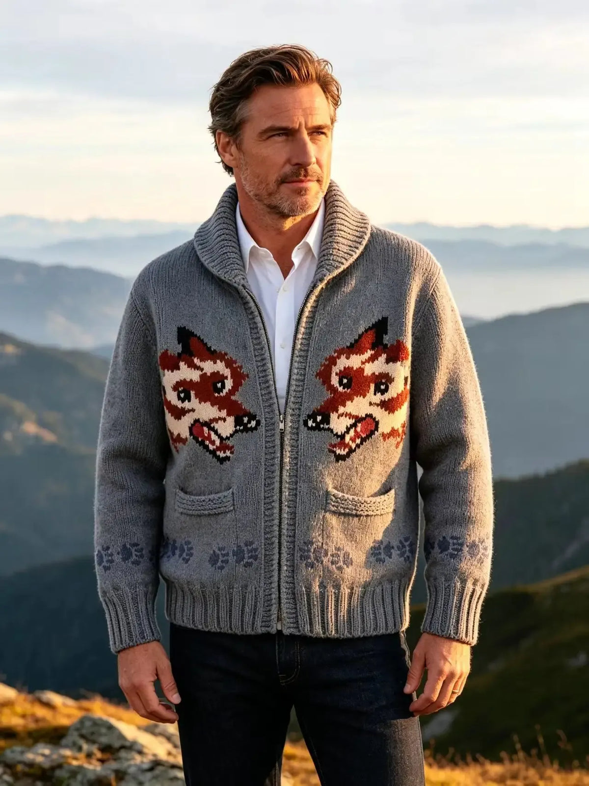 Men's Plaid Zip-Up Sweater Jacket