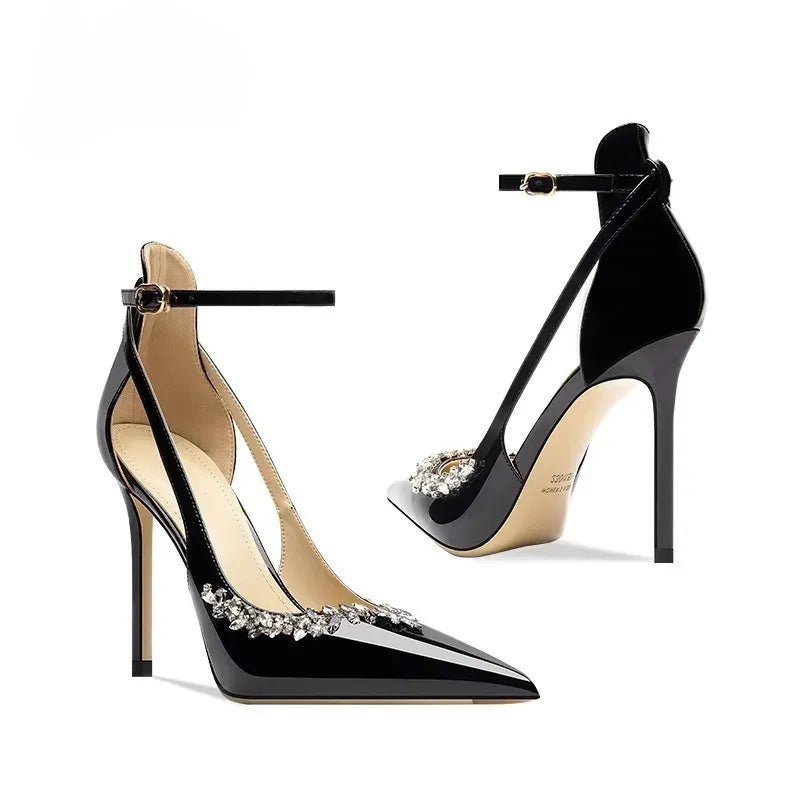 Women's Pointed-Toe Slingback Heels with Buckle Strap