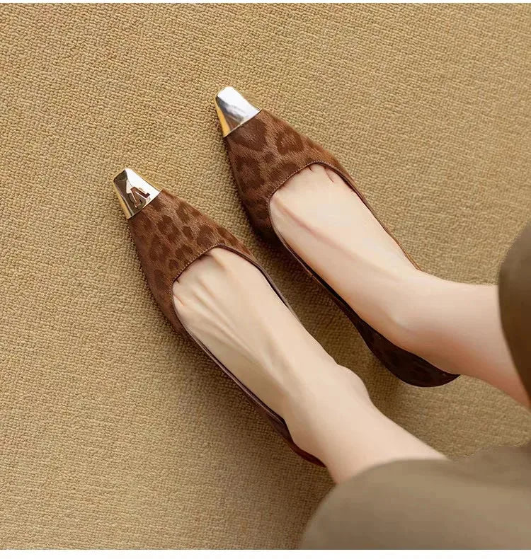 Elegant French Style High Heels – Leopard Print, Low Cut, Evening Shoes