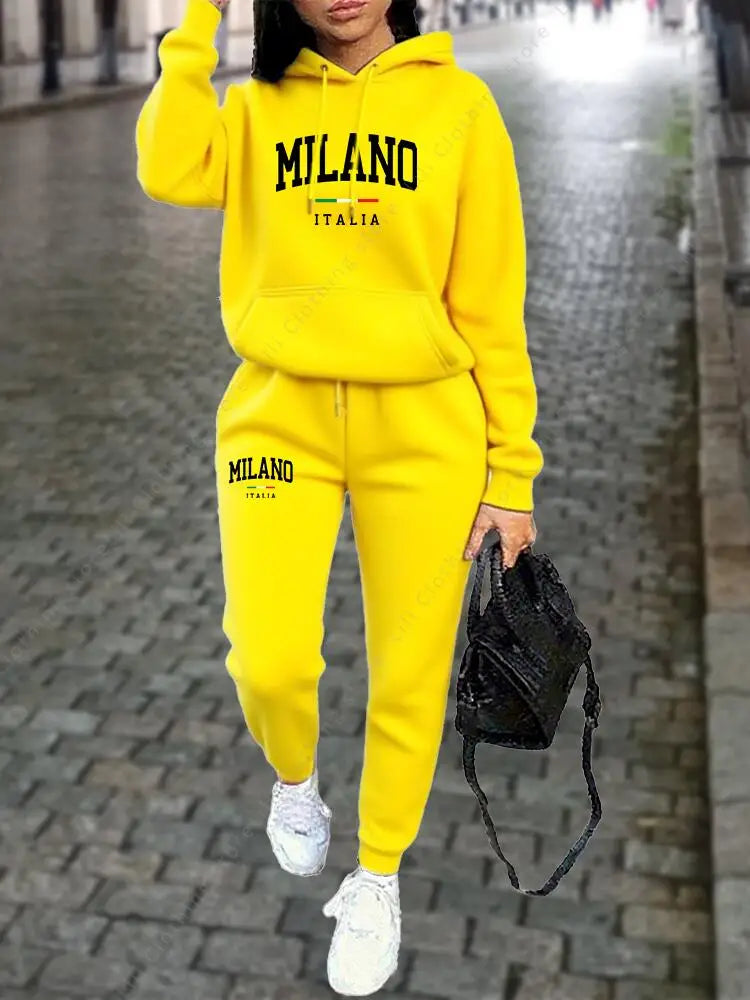 MILANO Women's Premium Hoodie & Sweatpant Tracksuit — 2-Piece Autumn Winter Outfit