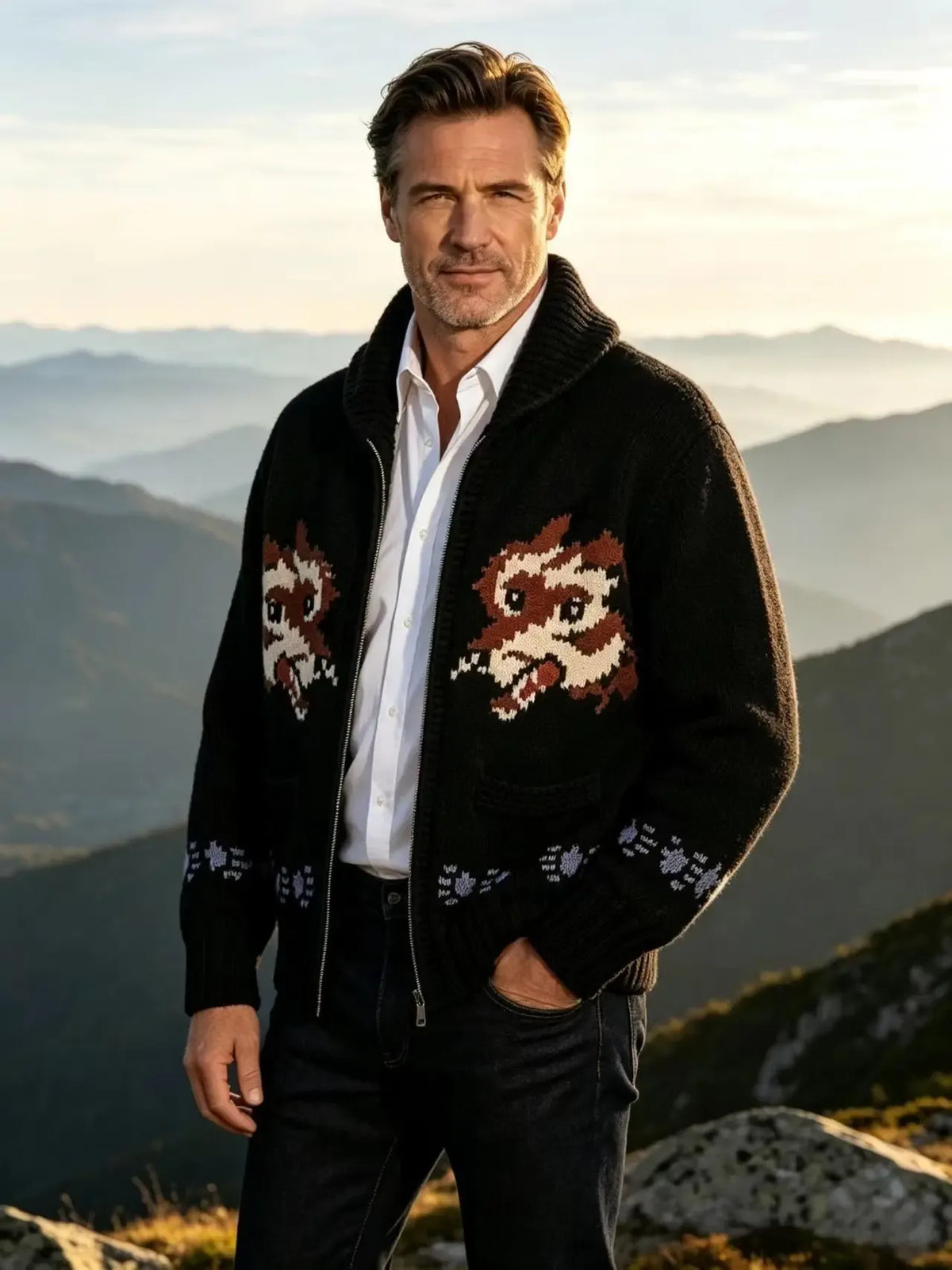 Men's Plaid Zip-Up Sweater Jacket