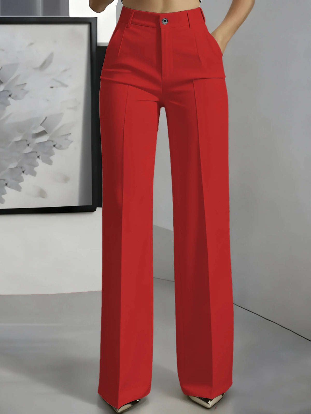 Women's High-Waisted Draped Straight-Cut Suit Trousers | Office & Workwear Fashion