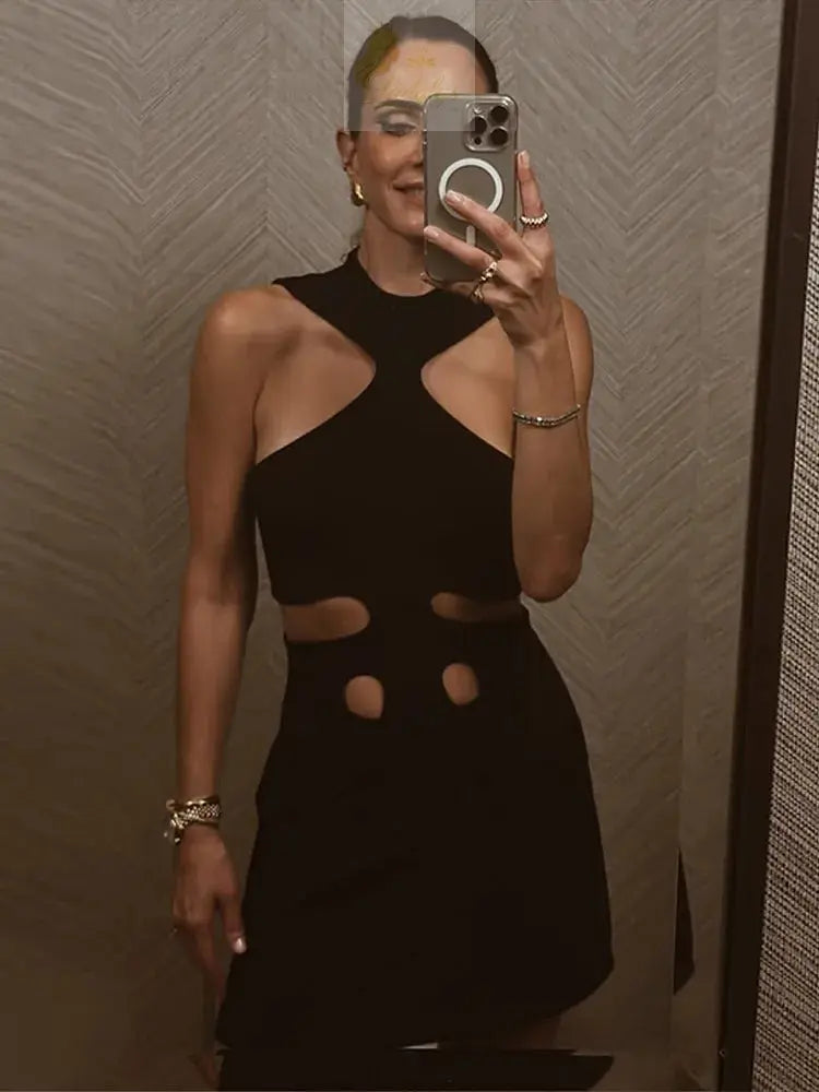 Elegant Halter Women's Dress Sleeveless Lady Mini Chic Female Robe Holiday LADYLYS