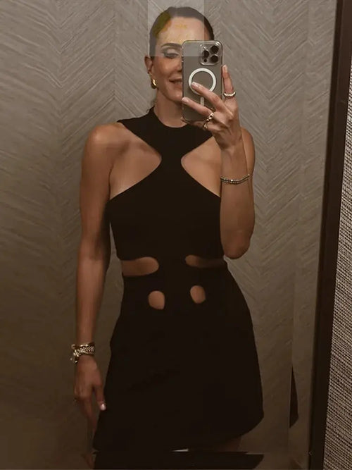 Elegant Halter Women's Dress Sleeveless Lady Mini Chic Female Robe Holiday LADYLYS