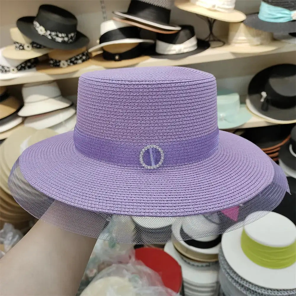 Bucket Hat Summer Hats for Women Fishing Hat Woolen Rhinestone Solid Color Basin Hat Leisure Outdoor Beach Sun Hat LADYLYS