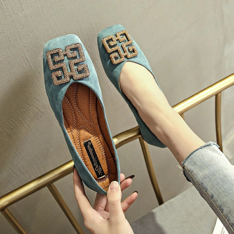 Women's Flat Loafers – Square Toe Slip-On Shoes | Spring & Autumn Collection