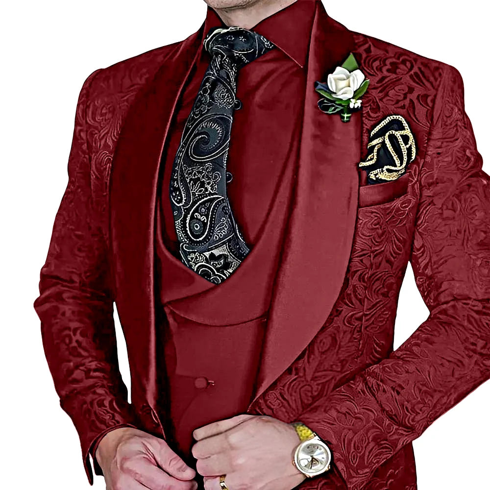 Elegant, high-quality 3-piece Jacquard suit set for men LADYLYS