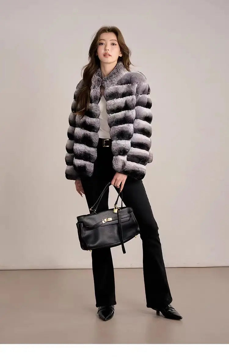 Women's Faux Chinchilla Fur Short Coat — Plush Splicing Outerwear