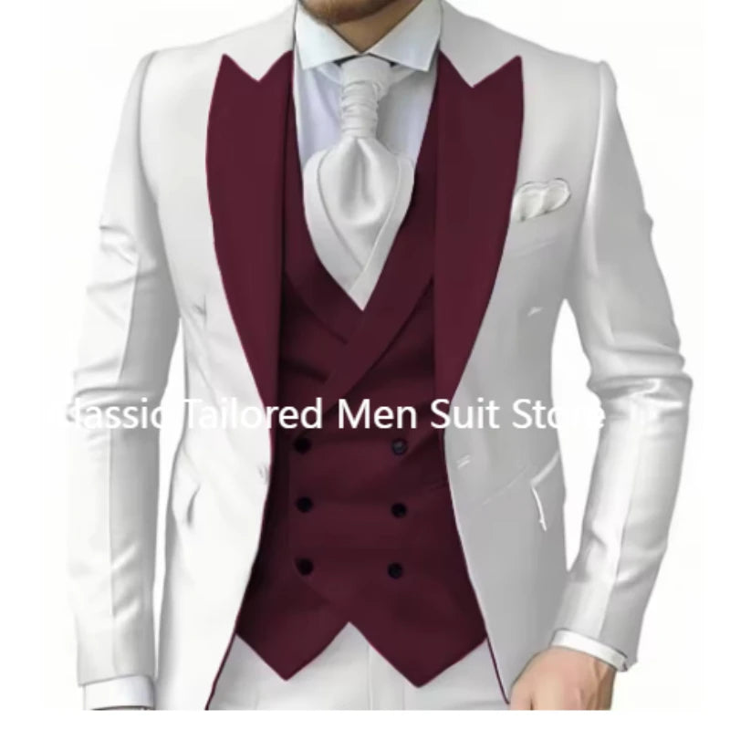 Elegant Wedding 3 Piece Jacket Pants Vest Full Set Luxury LADYLYS