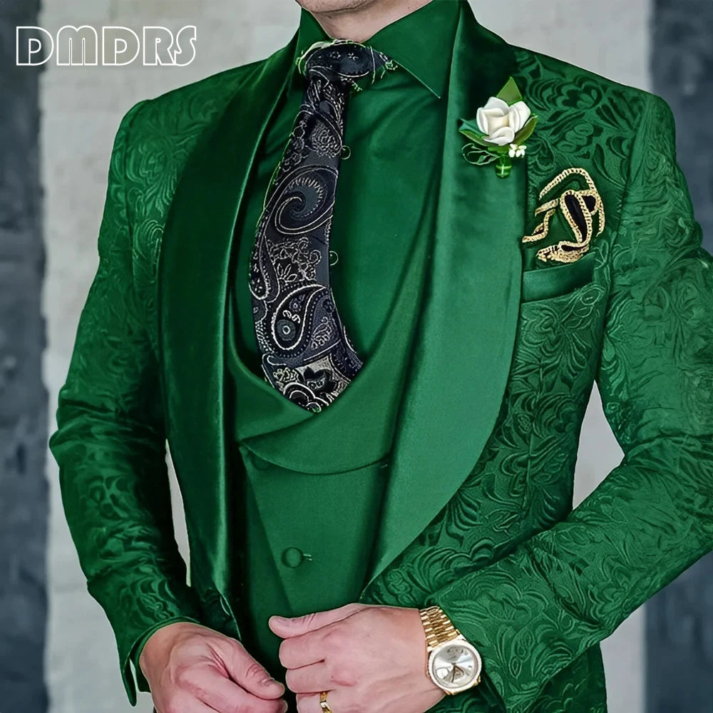 Elegant, high-quality 3-piece Jacquard suit set for men LADYLYS