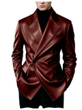 Men's Slim-Fit Faux Leather Blazer